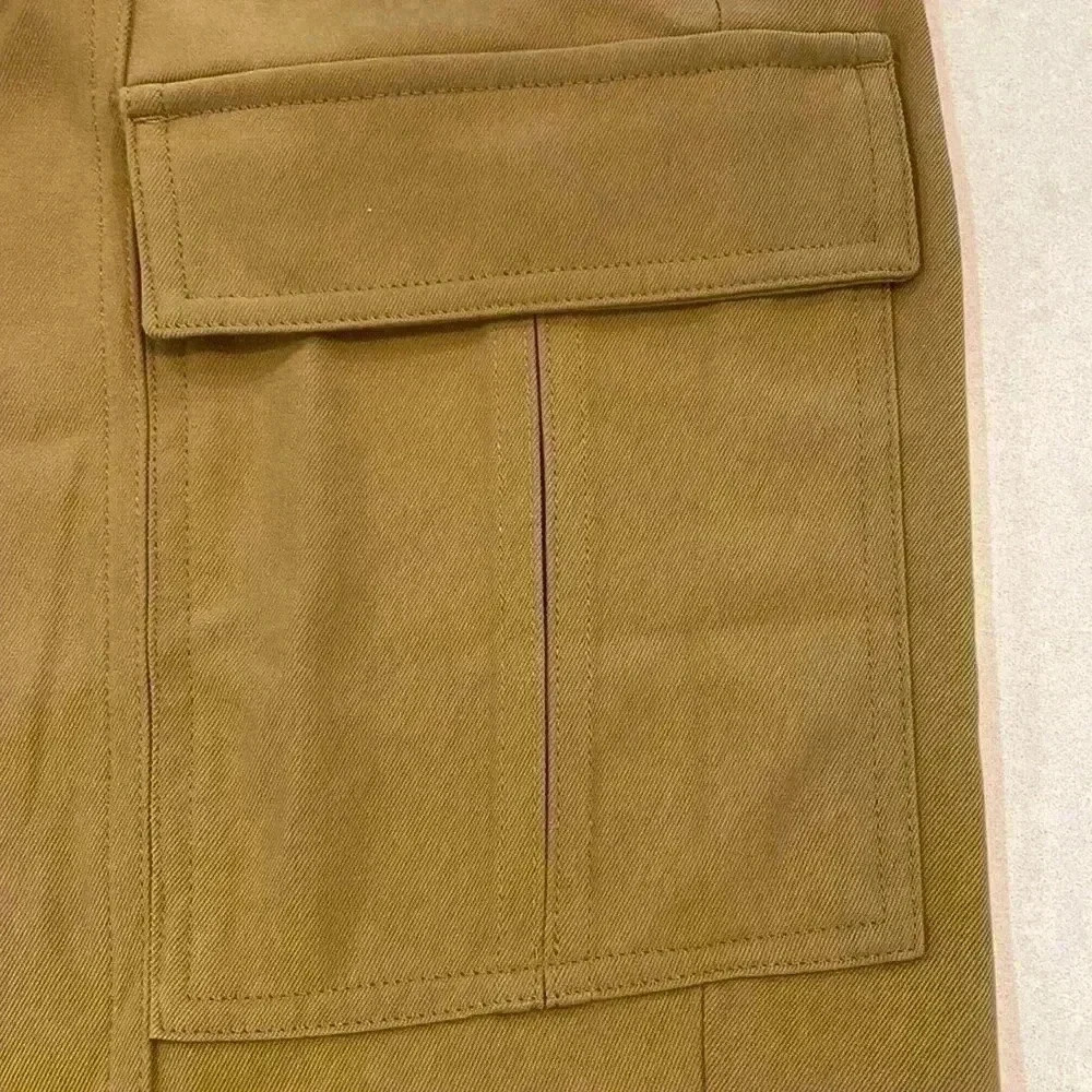 BR Sport Cargo Joggers Womens Dark Gold XS Stretch Waist Drawstring Pockets - Picture 6 of 12